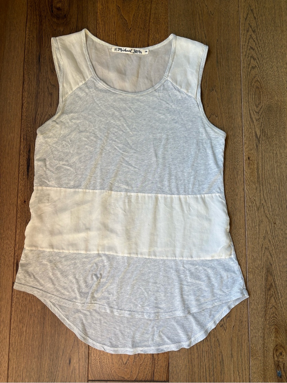 Michael Stars Light Gray & Cream Layered Sleeveless Tank